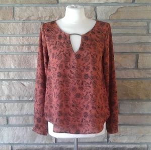Forever 21 Burnt Orange Floral Print Blouse